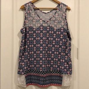 Kim Rogers lace trim tank top size L